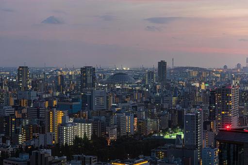 都市夜景 ステーションワン,淀屋橋,大阪の写真素材