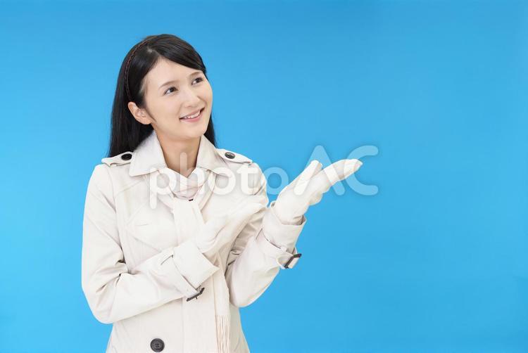 案内する笑顔の女性 日本人,女性,人物の写真素材