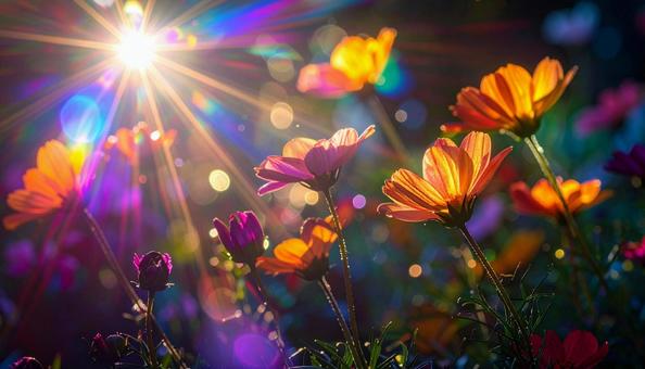 光に包まれた幻想の花畑 光に包まれた幻想の花畑の写真
