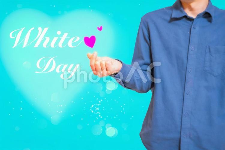 ホワイトデー　文字素材 whiteday,イメージ,ハートの写真素材