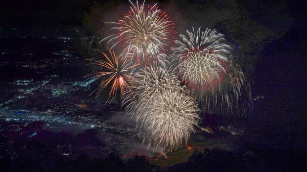 篠栗祇園夏祭り納涼花火 篠栗祇園夏祭り,篠栗町,米の山の写真素材
