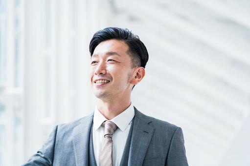 Smiley businessman, empresário, negócio, meio, JPG