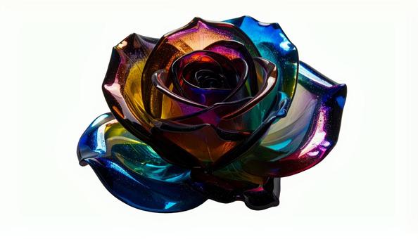 虹色に輝くガラスの薔薇(背景透過) 虹色に輝くガラスの薔薇(背景透過)の写真