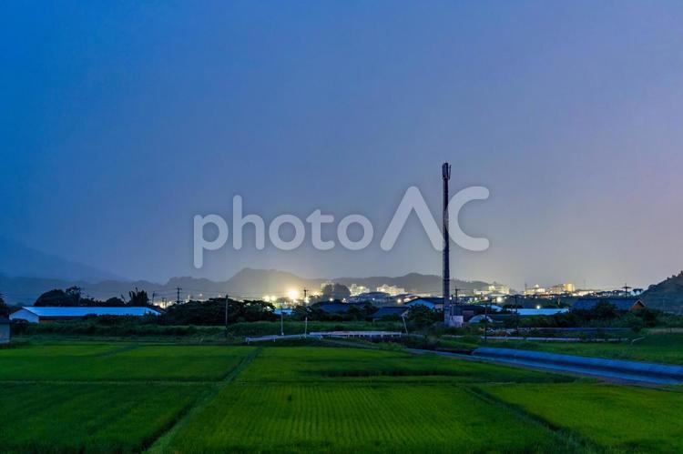 夜の田園風景 夜,夜景,田舎の写真素材
