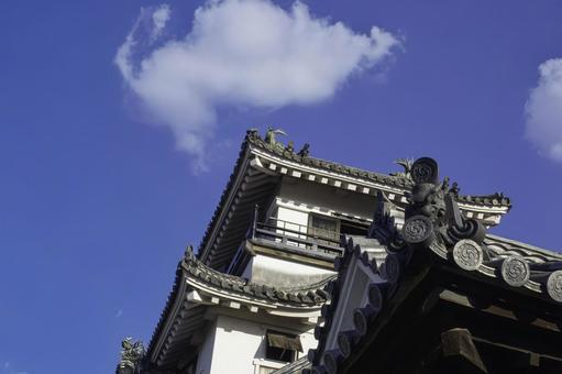 青空にそびえる高知城 青空にそびえる高知城 高知城,山内一豊,城の写真素材