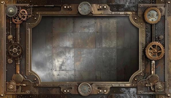 スチームパンクなフレーム　金属質　背景の写真