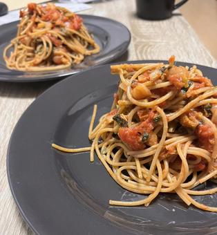 イタリアンパスタ ご飯,夜ごはん,手作りの写真素材