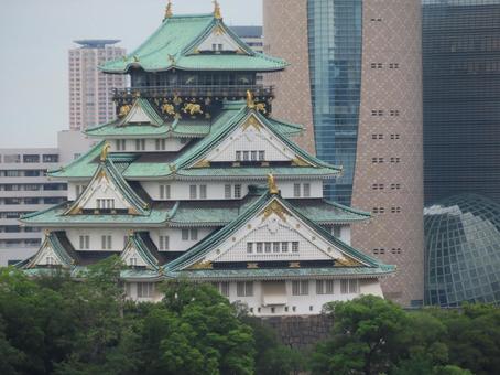 大阪城 大阪城 6月,梅雨,大阪城の写真素材