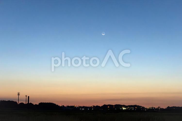 日の出前の風景（さいたま市） 日の出前,早朝,夜明け前の写真素材