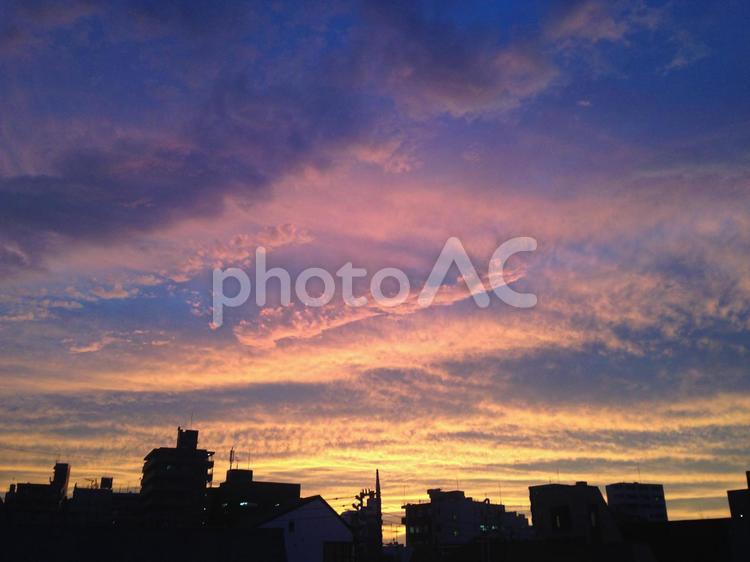 どうしようもないくらい　こみ上げるオレンジ 夕暮れ,夕闇,夕方の写真素材