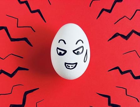 ヤバイ モヤモヤ,焦る,玉子の写真素材