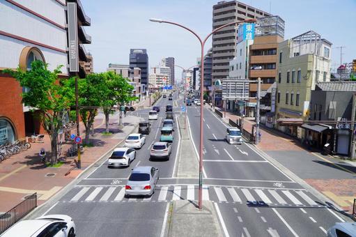 倉敷駅 駅前 幹線道路 倉敷駅 駅前 幹線道路 道路,街並み,風景の写真素材