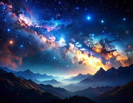 輝く星雲が広がる宇宙イメージ② 輝く星雲が広がる宇宙イメージ②の写真