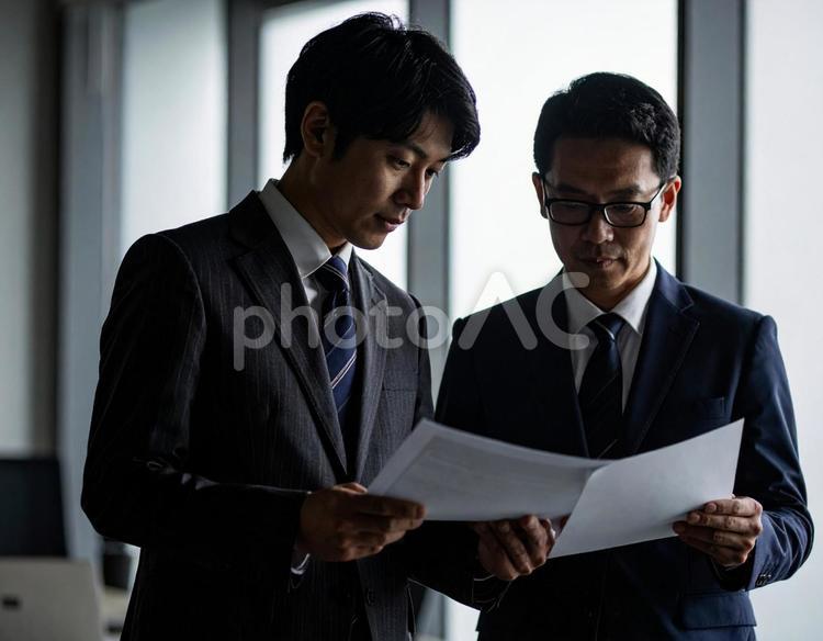 資料を確認する男性社員 男性,ビジネス,オフィスの写真素材