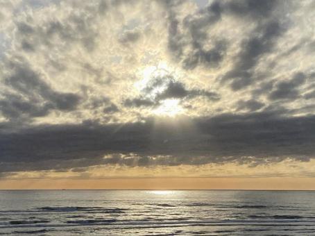 海と夕焼け 夕焼け,海,掛川市の写真素材
