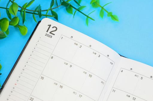 ビジネス手帳　12月のカレンダー 12月,十二月,2025年の写真素材