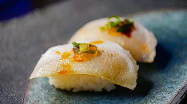 Blackthroat seaperch (Akamutsu) nigiri sushi No1, JPG Blackthroat seaperch (Akamutsu) nigiri sushi No1, JPG