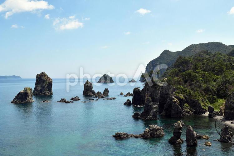 青海島　長門　海上アルプス　海 青海島,海上アルプス,岩の写真素材