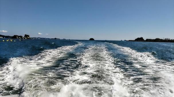 航跡波 船,こうせきは,波の写真素材