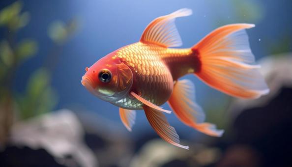 気持ちよさそうに泳ぐ赤い金魚 気持ちよさそうに泳ぐ赤い金魚の写真