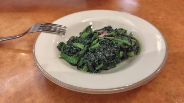 Photo, saute of spinach, vegetables, lunch, 