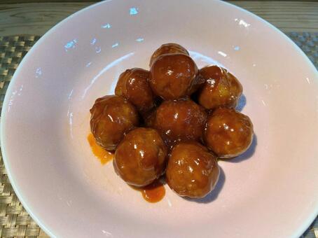 肉団子の甘酢煮 ミートボール,肉団子,甘酢の写真素材
