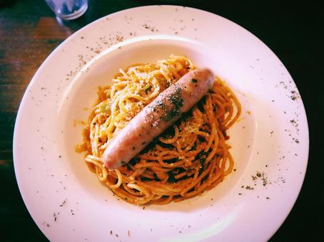 ナポリタン on ソーセージ ナポリタン on ソーセージ 食べ物,ナポリタン,スパゲティの写真素材