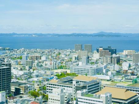 県庁から望む高松市浜ノ町・錦町の都市景観 県庁から望む高松市浜ノ町・錦町の都市景観 高松市,高松漁港,瀬戸内海の写真素材