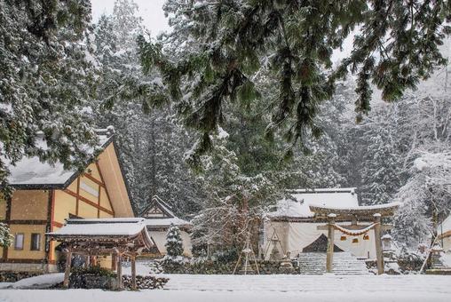 白川村 白川八幡神社の冬の静寂（岐阜） 白川八幡神社,神社,茅葺きの写真素材