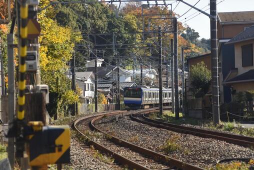 横須賀線の走る風景 横須賀線,電車,jr東日本の写真素材