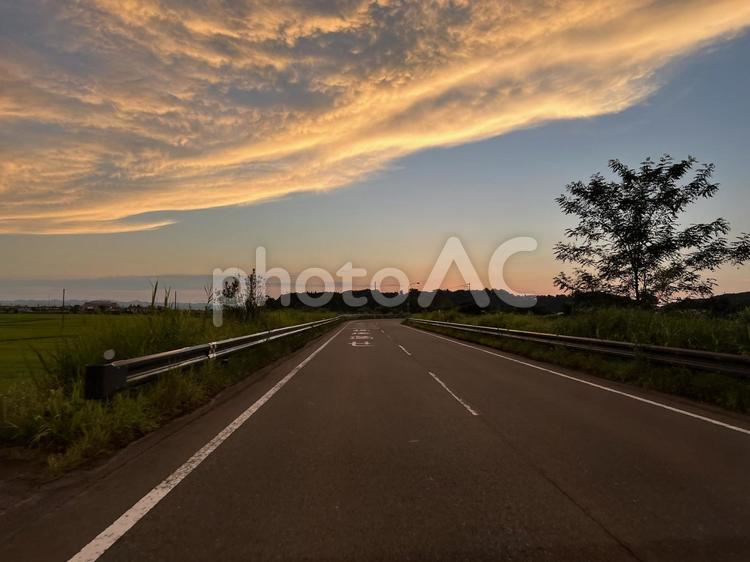 【新潟】ドライブ中の風景 ドライブ,道路,田舎の写真素材