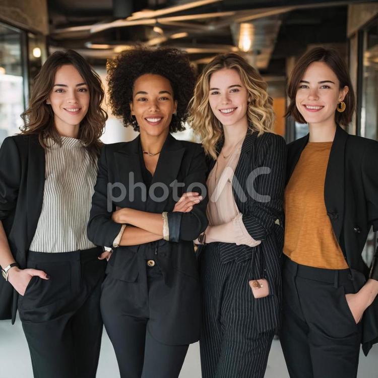 自信に満ちたスーツ姿の女性ビジネスチーム 女性,ビジネス,チームの写真素材