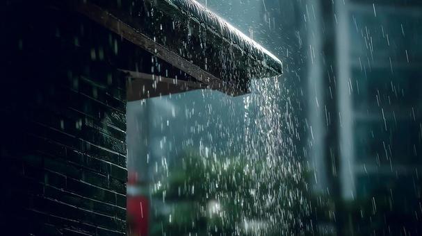 雨に煙る建物の情緒ある景 雨に煙る建物の情緒ある景の写真
