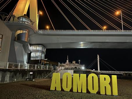 あおもり駅前ビーチのAOMORIオブジェ 青森,aomori,オブジェの写真素材