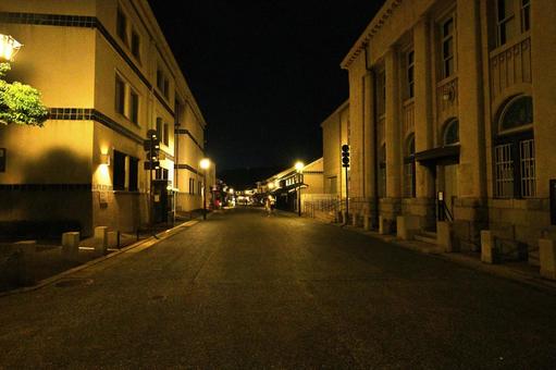 大正の雰囲気漂う夜の倉敷美観地区 倉敷美観地区,倉敷,旧中国銀行の写真素材