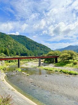 長除大橋 長除大橋 橋,川,山の写真素材