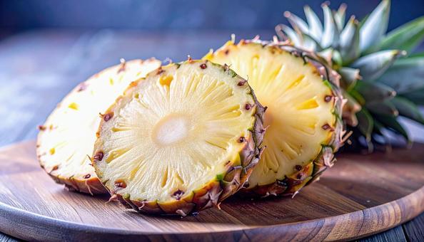 カットしたパイナップルの写真