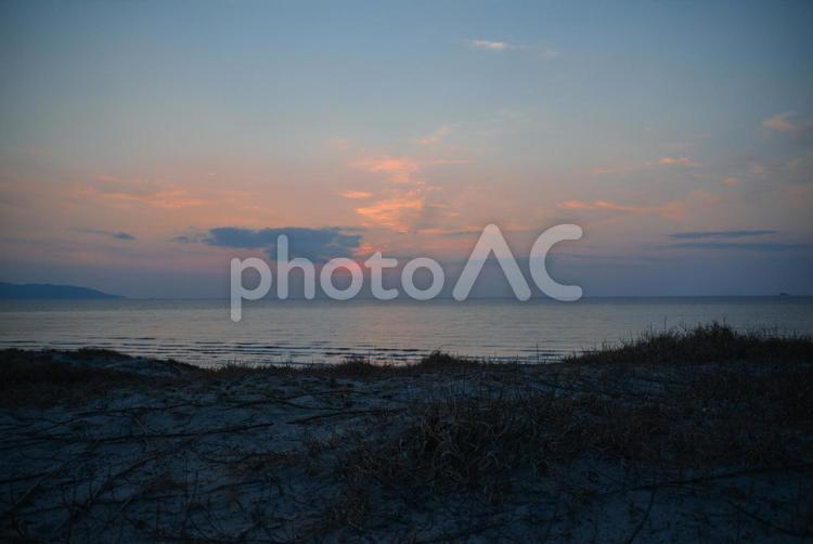 吹上浜の夕焼け 海,夕焼け,空の写真素材