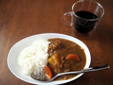 カレーライスとコーヒー カレーライス,コーヒー,美味しいの写真素材
