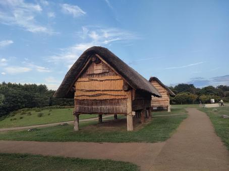 三内丸山遺跡 三内丸山遺跡,竪穴式住居,世界遺産の写真素材