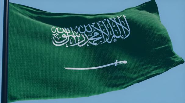 サウジアラビア国旗・風になびく サウジアラビア国旗・風になびく サウジアラビア,国旗,旗の写真素材