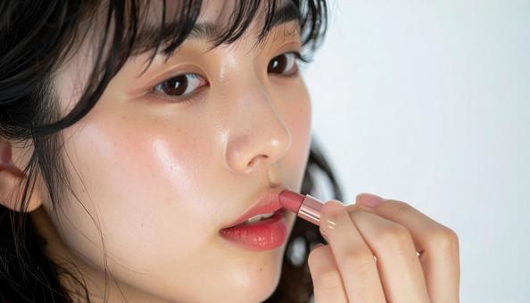 口紅をつける女性 口紅をつける女性の写真