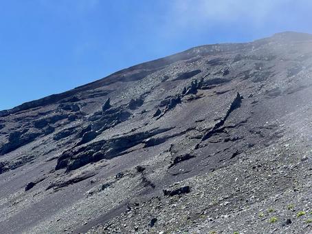 富士山の急斜面と雲 富士山の急斜面と雲 富士山,登山道,山肌の写真素材