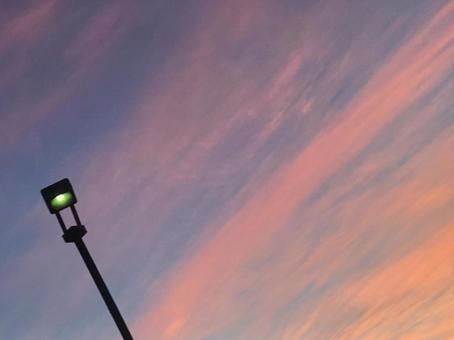 夕焼けと外灯 夕焼けと外灯の写真