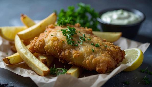 豪州の定番料理 フィッシュ&チップス 豪州の定番料理 フィッシュ&チップスの写真