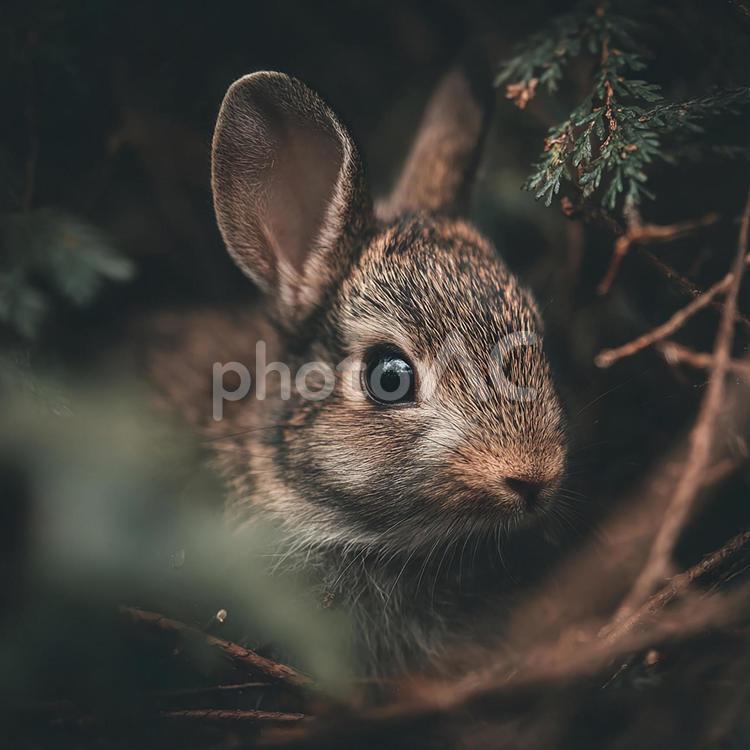 つぶらな瞳の子ウサギ 子ウサギ,ウサギ,動物の写真素材