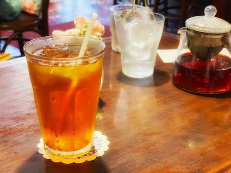 レトロカフェのアイスティー レトロカフェのアイスティー 飲み物,レトロ,カフェの写真素材