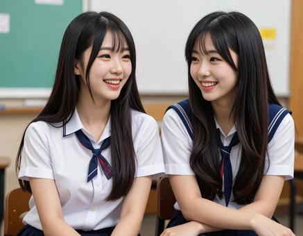 教室でおしゃべり 教室でおしゃべりの写真