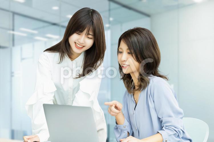 ミーティングをする2人のビジネスウーマン 女性,ビジネス,ビジネスウーマンの写真素材