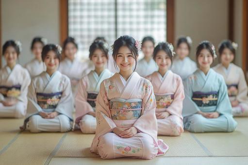 着物姿の女性たちのイメージ 着物姿の女性たちのイメージの写真